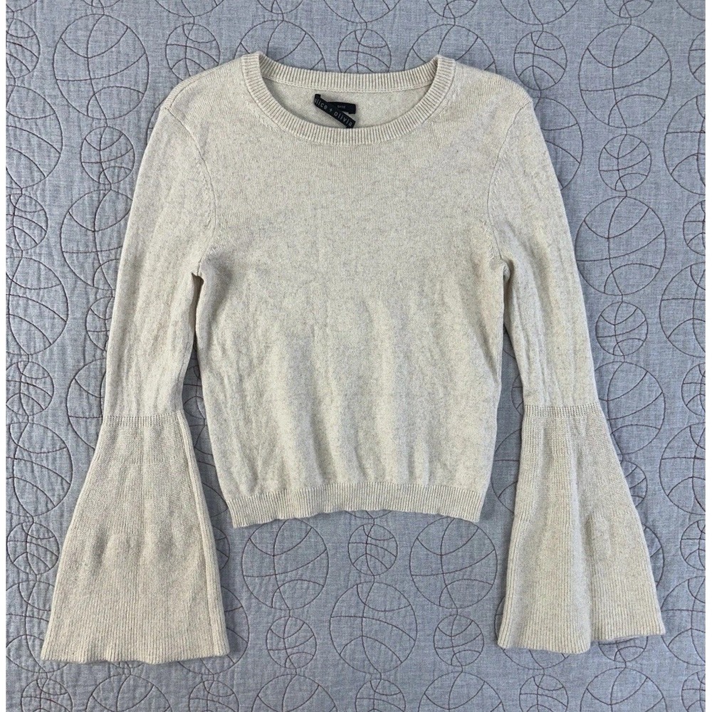 Alice + Olivia Women's Parsons Cream Bell Sleeve Sweater Base Wool Blend Small
